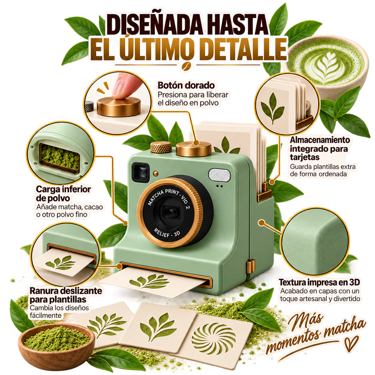 Cámara de matcha art · diseños en 1 clic